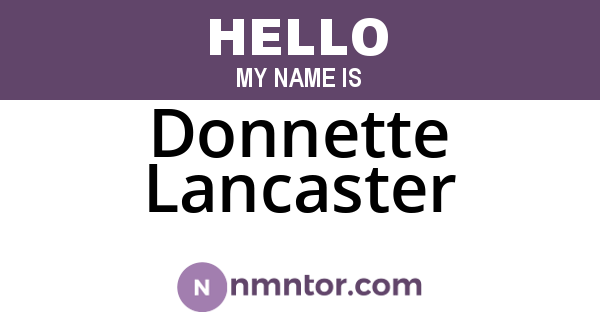 Donnette Lancaster