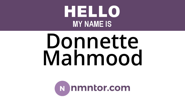 Donnette Mahmood