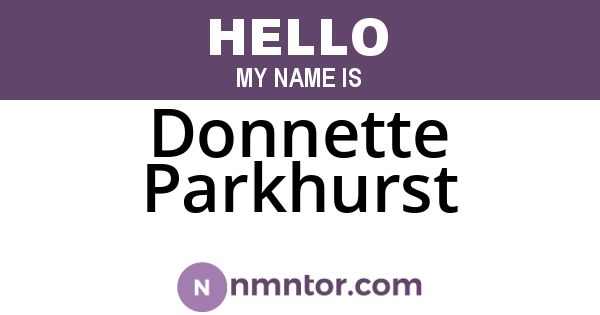 Donnette Parkhurst