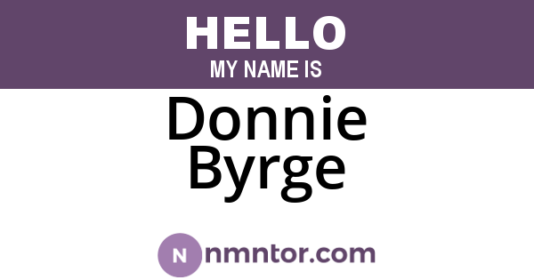 Donnie Byrge