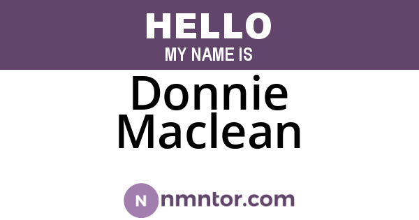 Donnie Maclean