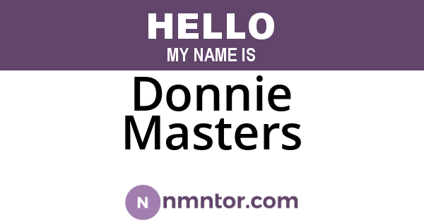 Donnie Masters