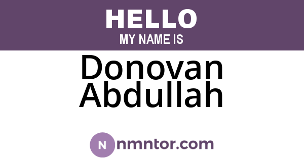 Donovan Abdullah