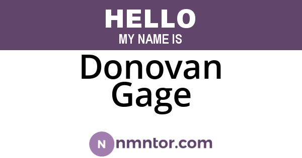 Donovan Gage