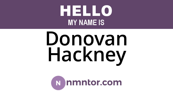 Donovan Hackney