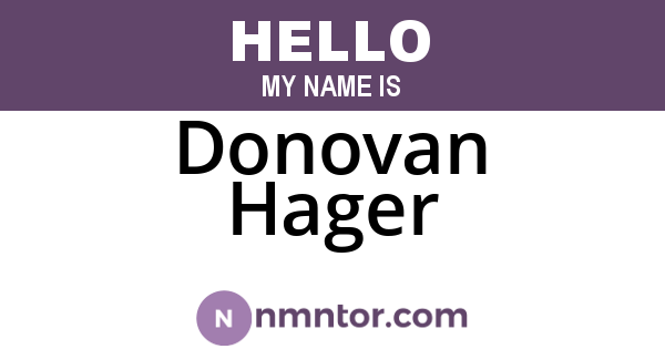 Donovan Hager