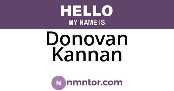 Donovan Kannan