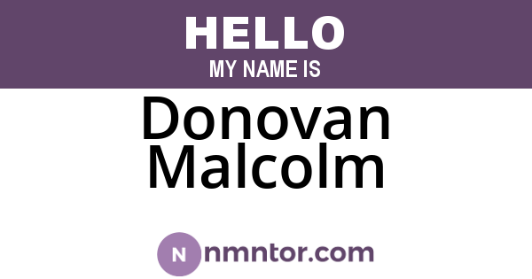 Donovan Malcolm