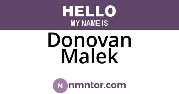 Donovan Malek