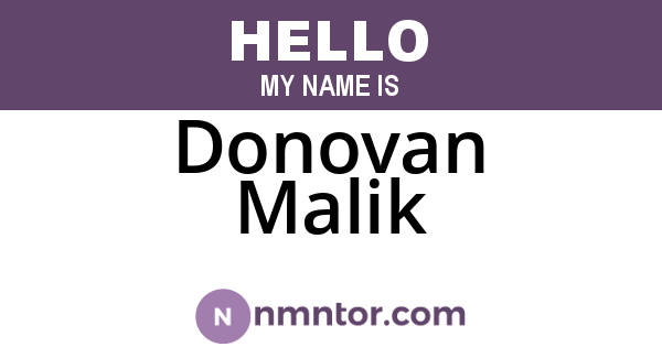 Donovan Malik