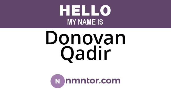 Donovan Qadir
