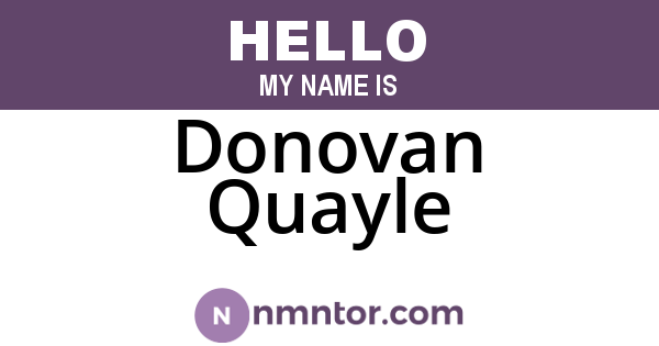 Donovan Quayle