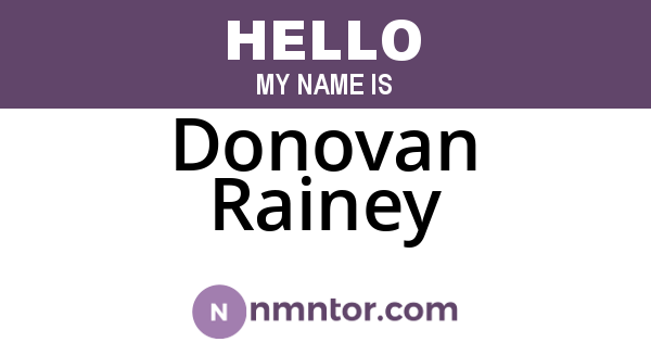 Donovan Rainey