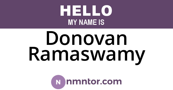 Donovan Ramaswamy