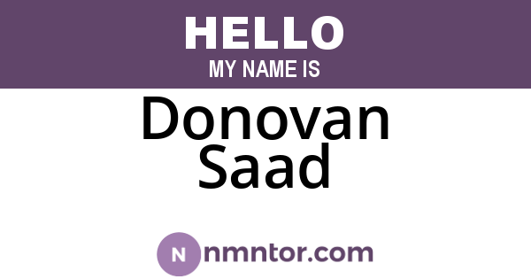 Donovan Saad