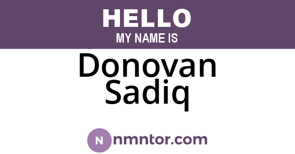 Donovan Sadiq
