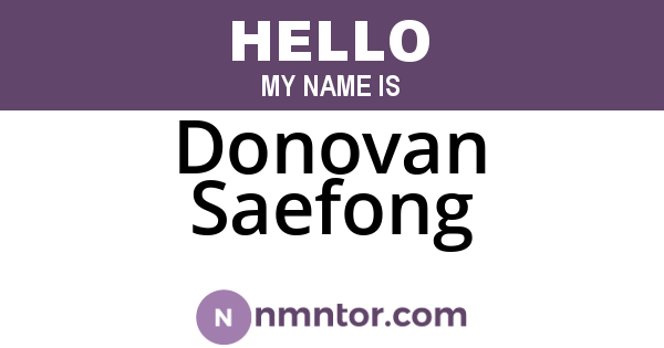 Donovan Saefong