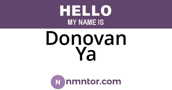 Donovan Ya