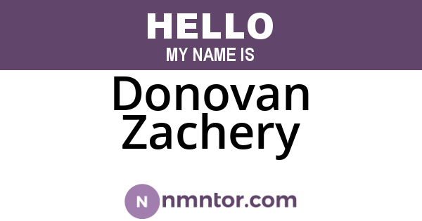 Donovan Zachery