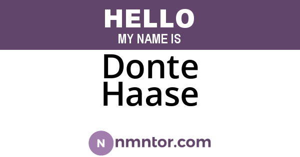 Donte Haase