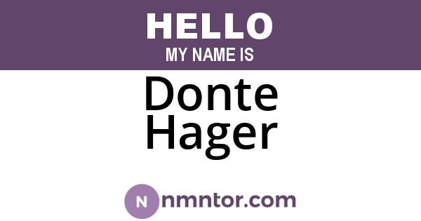 Donte Hager
