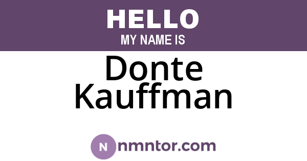 Donte Kauffman