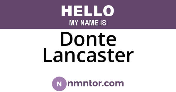 Donte Lancaster