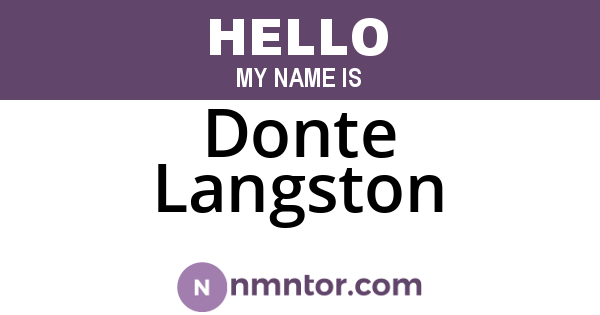 Donte Langston