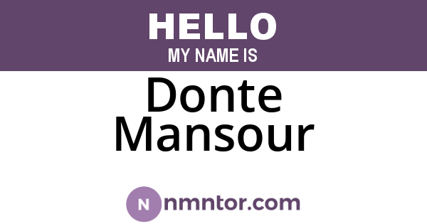 Donte Mansour