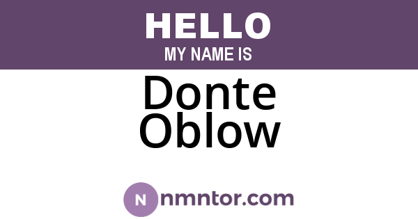 Donte Oblow