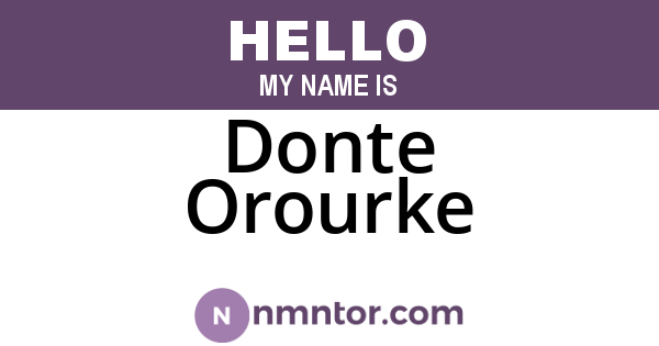 Donte Orourke