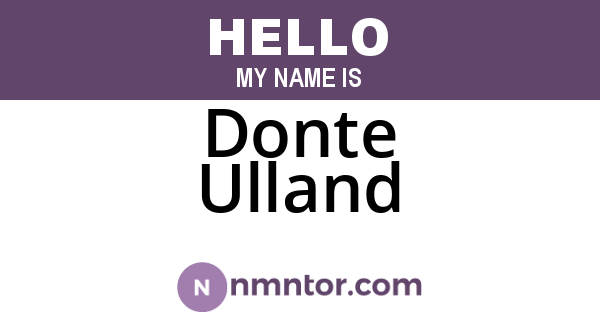 Donte Ulland