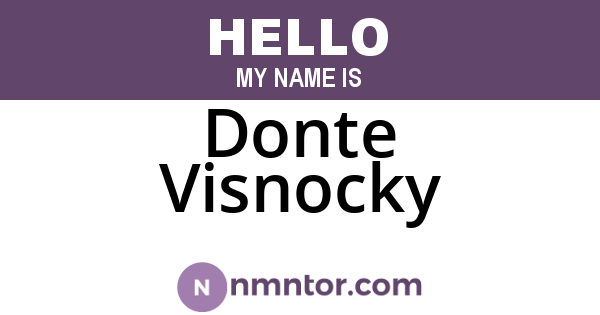 Donte Visnocky