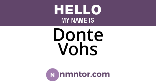 Donte Vohs