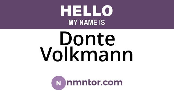 Donte Volkmann