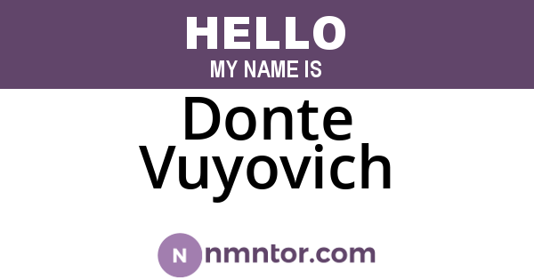 Donte Vuyovich