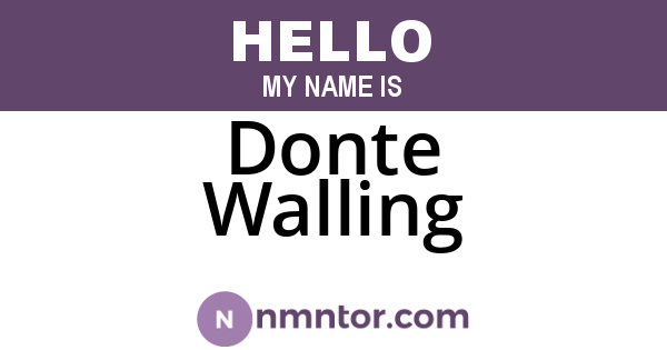 Donte Walling