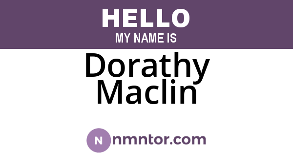 Dorathy Maclin