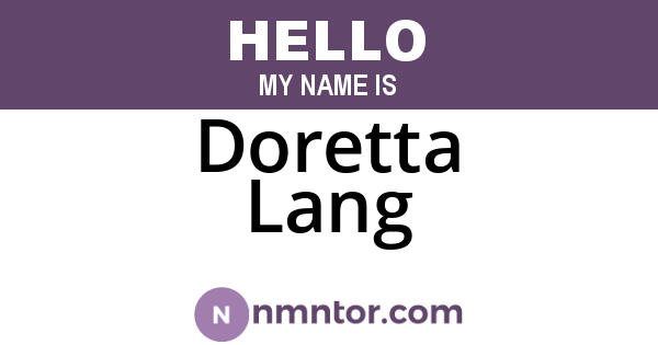 Doretta Lang