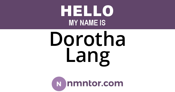 Dorotha Lang