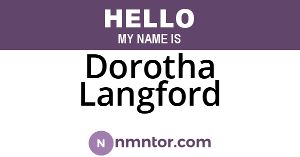 Dorotha Langford