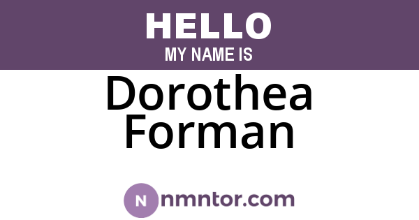 Dorothea Forman