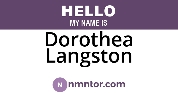 Dorothea Langston