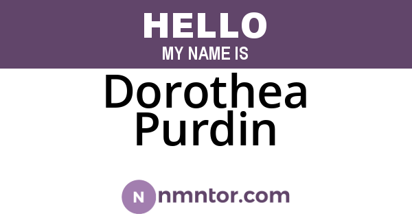 Dorothea Purdin