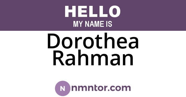Dorothea Rahman