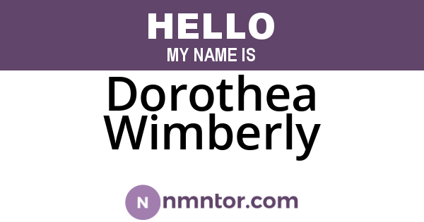 Dorothea Wimberly