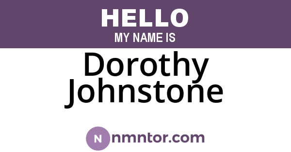 Dorothy Johnstone