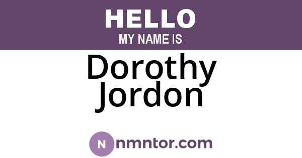 Dorothy Jordon