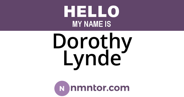 Dorothy Lynde