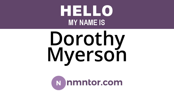 Dorothy Myerson